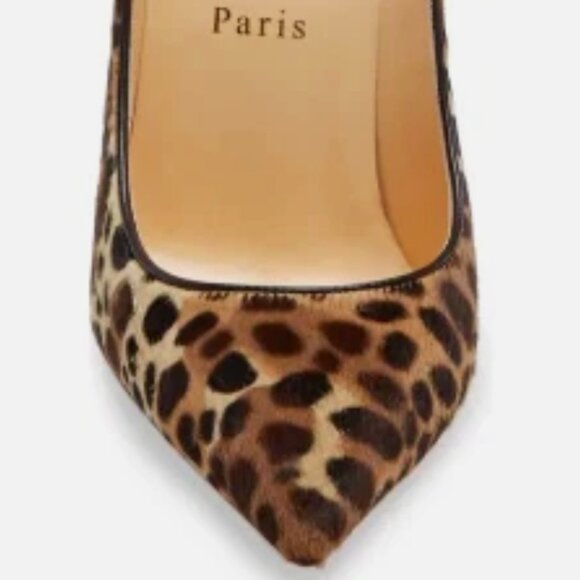 Christian Louboutin So Kate leopard Calf Hair 4.25 High Heel Pump Brown 40.5 NIB - Picture 3 of 16